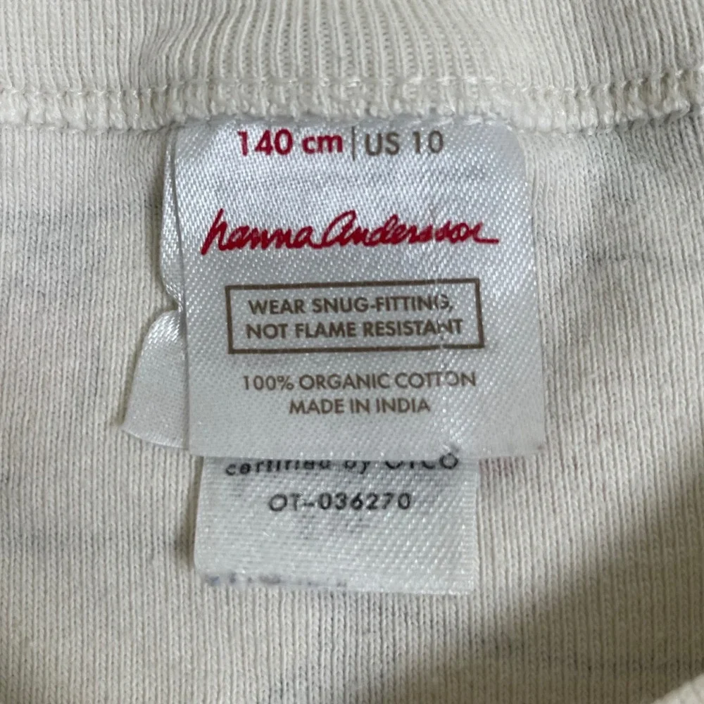 Hanna Andersson Christmas Lights Pajama Set Kids Size 10 White Organic‎ Cotton